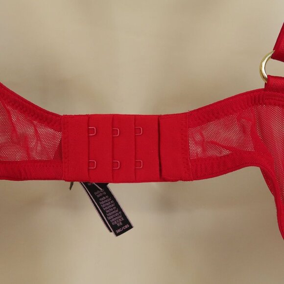 Victorias Secret 38C Very Sexy Push Up Bra Red Lace Gold Ring Underwire Padded - Picture 7 of 16